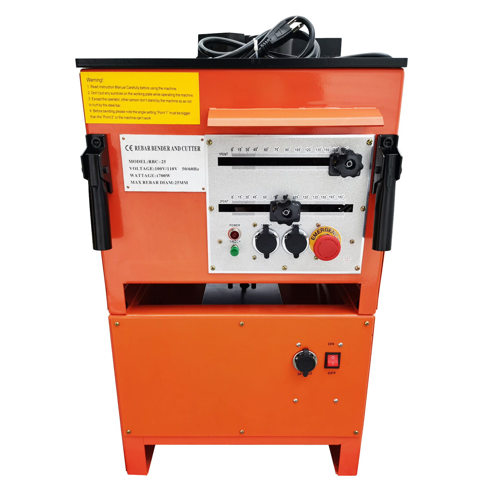 Electric Steel Bar Bender 110V 1700W Rebar Bending & Cutting Machine RBC-25