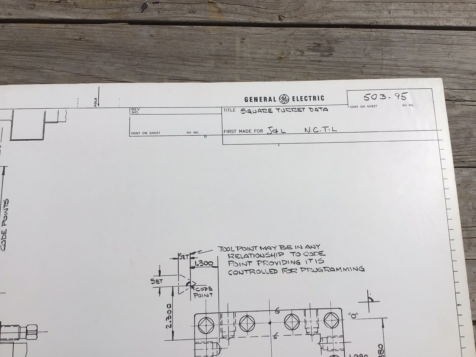 GE Engineering Drawings 1966, 22”x34”, Lathe Square Turret Lathe Tooling, Poster