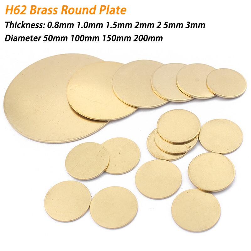 Thick 0.8-3mm H62 Brass Plate Sheet Round Dia 50mm 150mm 100mm 200mm Round Plate