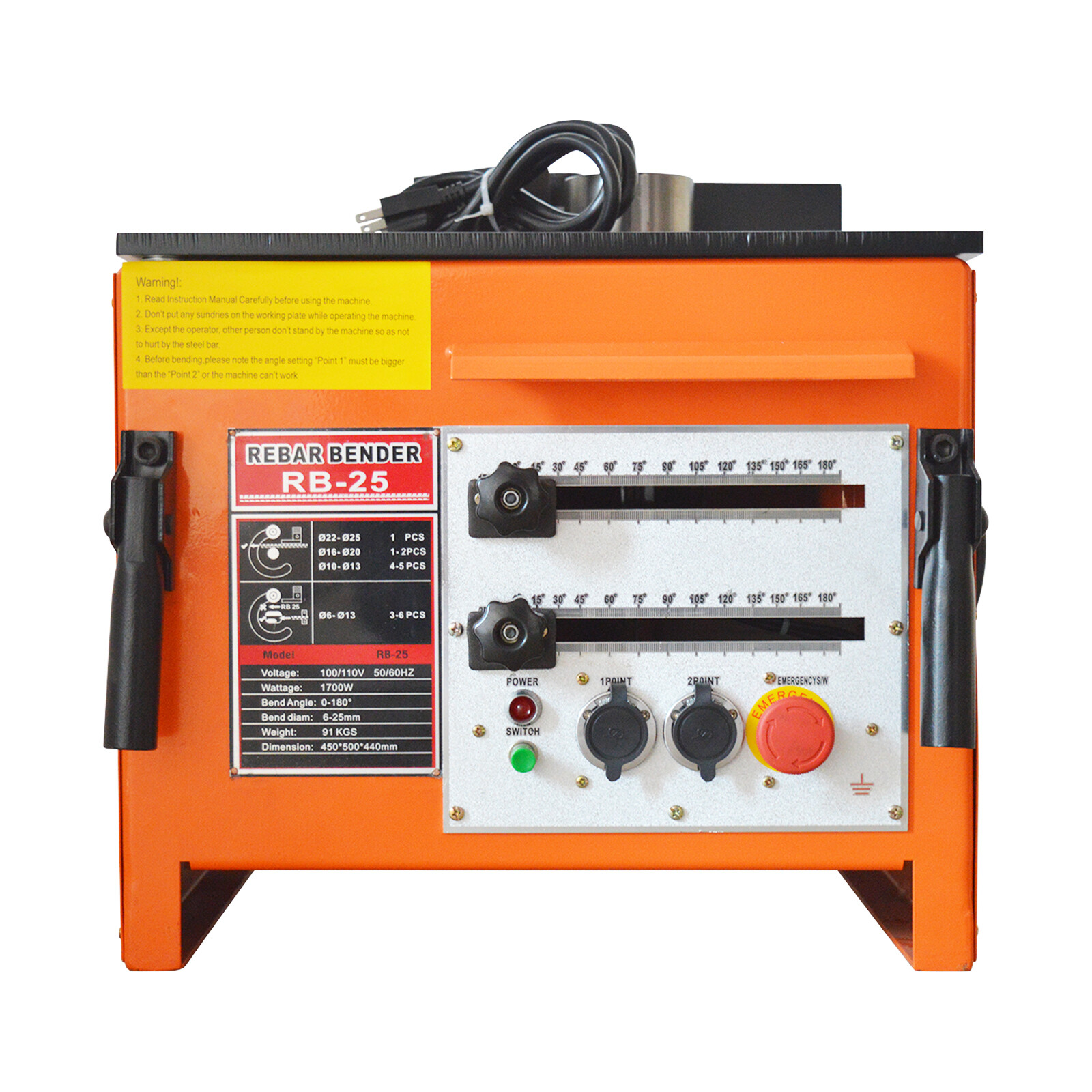 25mm Electric Rebar Bender Bending Machine 110V 1700W with Foot Switch RB-25