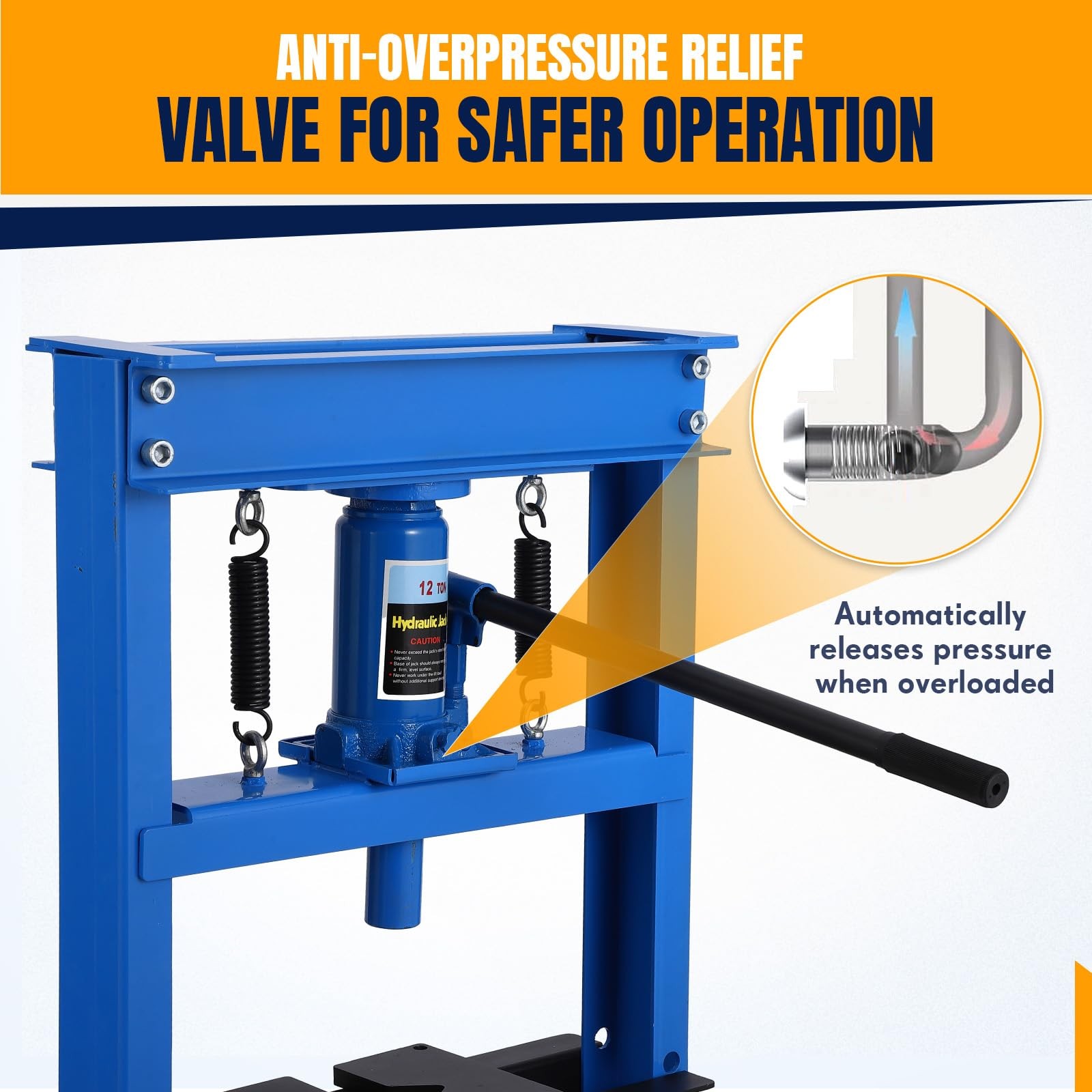 12 Ton Hydraulic Shop Press H-frame Carbon Steel Press Plates Blue Garage