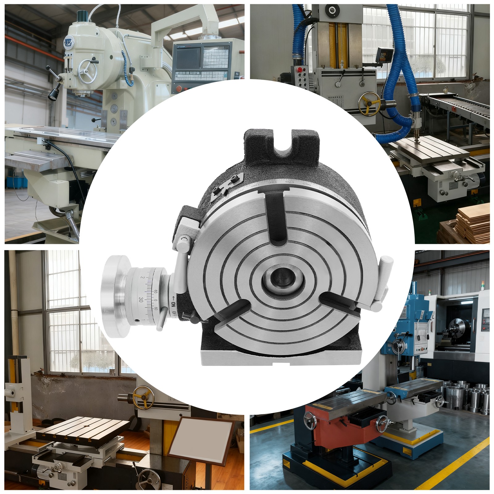 Horizontal Vertical Rotary Table, 3-Slot Rotary Table for Milling Machine