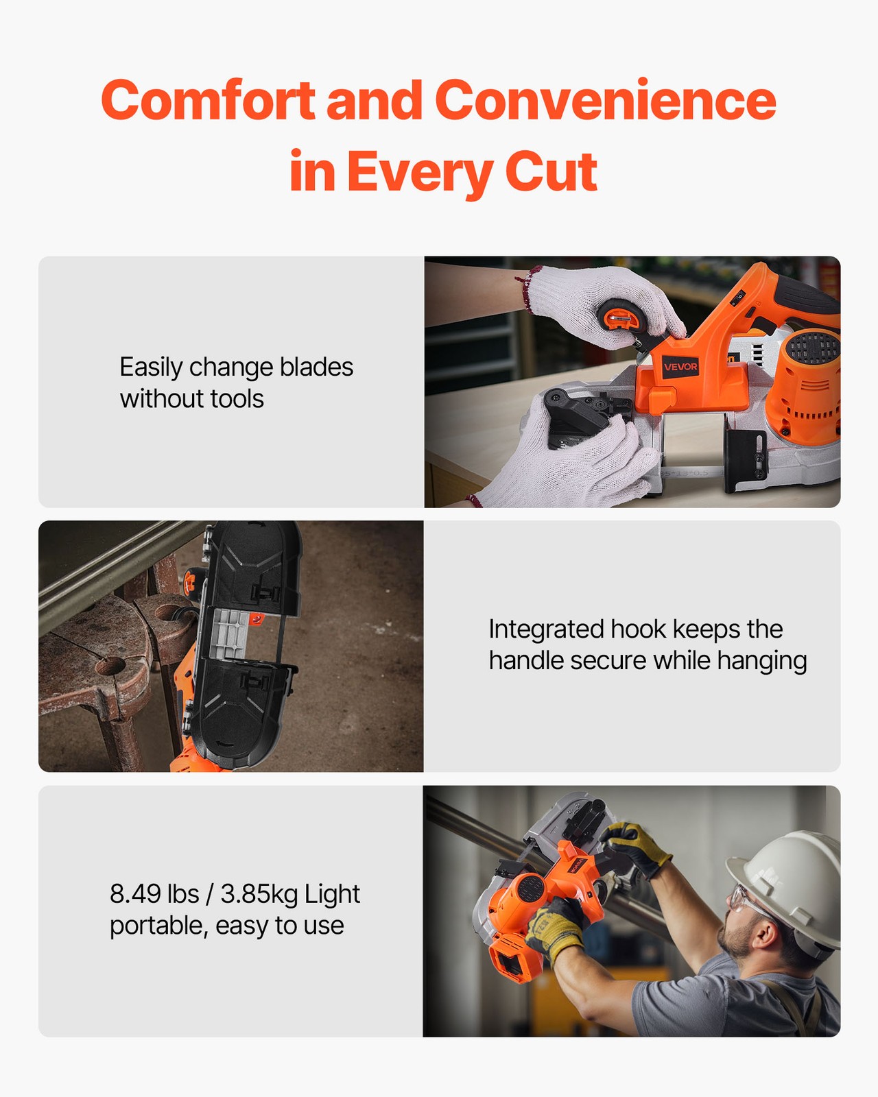 20V Portable Cordless Band Saw 2.56 Inches Deep Cut Variable Speed (Bare Tool)