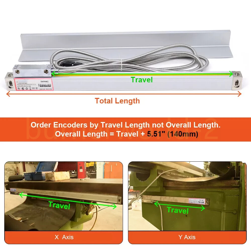 2 Axis 12″ & 36″ Digital Display TTL Linear Scale Glass Scale DRO Display Lathe