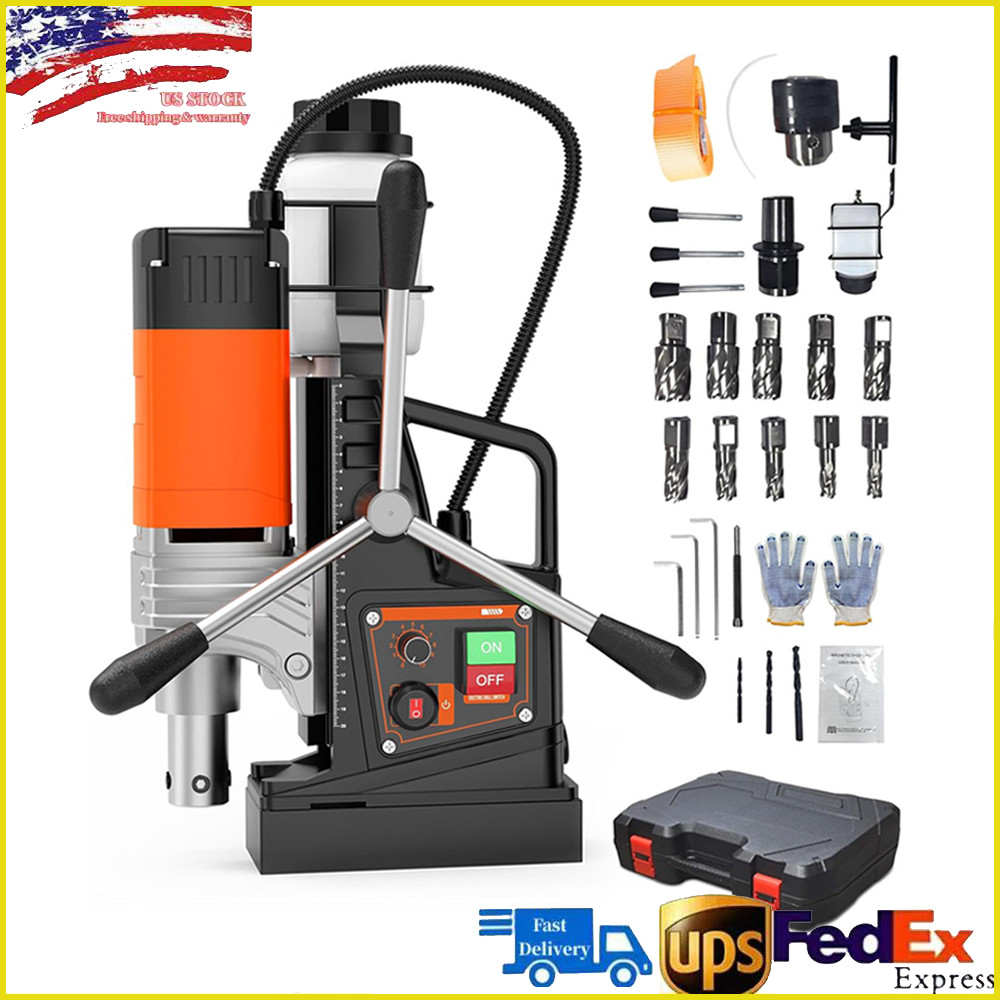 2” Magnetic Drill 1750W 2922Lbf Power Portable Mag Drill w/ 10Pcs Drill Bits US