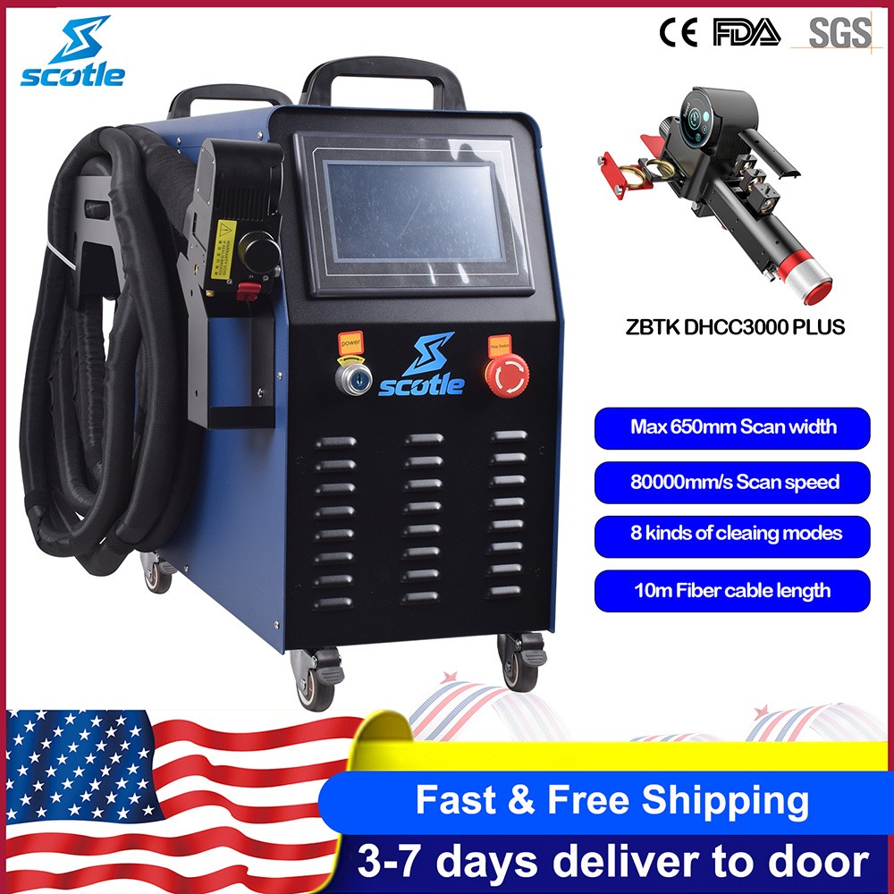 Raycus 1200W Fiber Laser Rust Paint Portable Cleaning Machine 650mm Scan Width