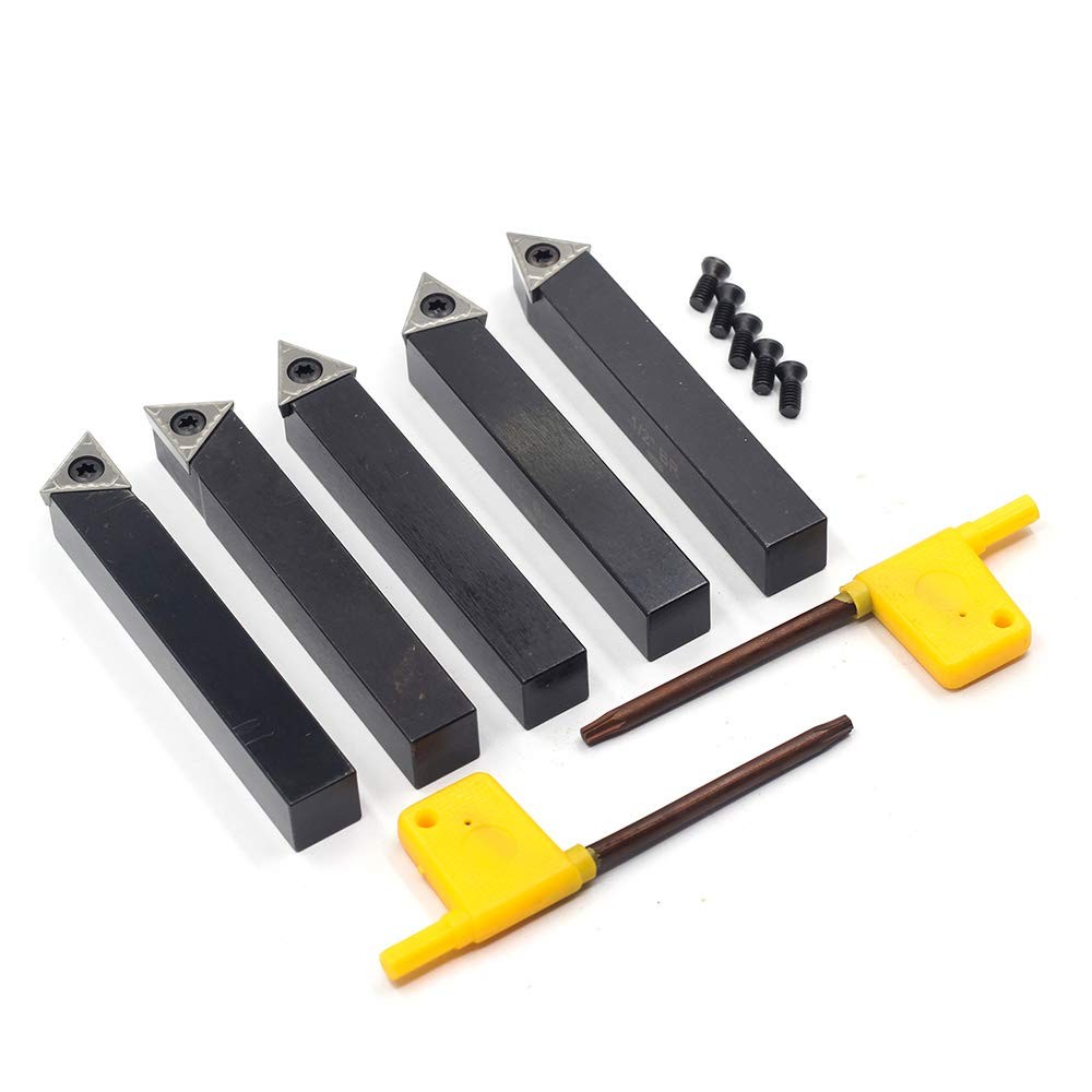 5 PCS 1/2 Inch Mini Lathe Indexable Carbide Turning Tool Holder Set TCMT