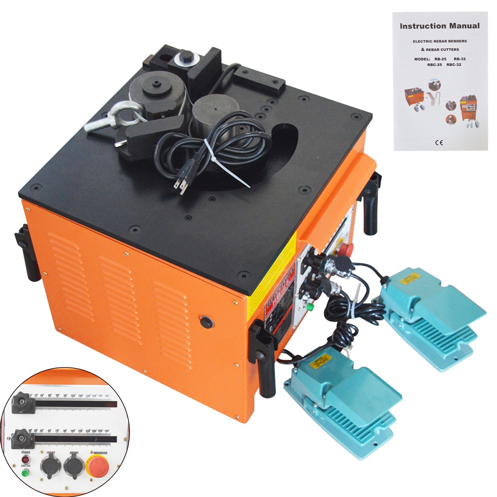 110V 1700W RB-25 Electric Rebar Bender 6-25mm Rebar Bending Machine 0-180°
