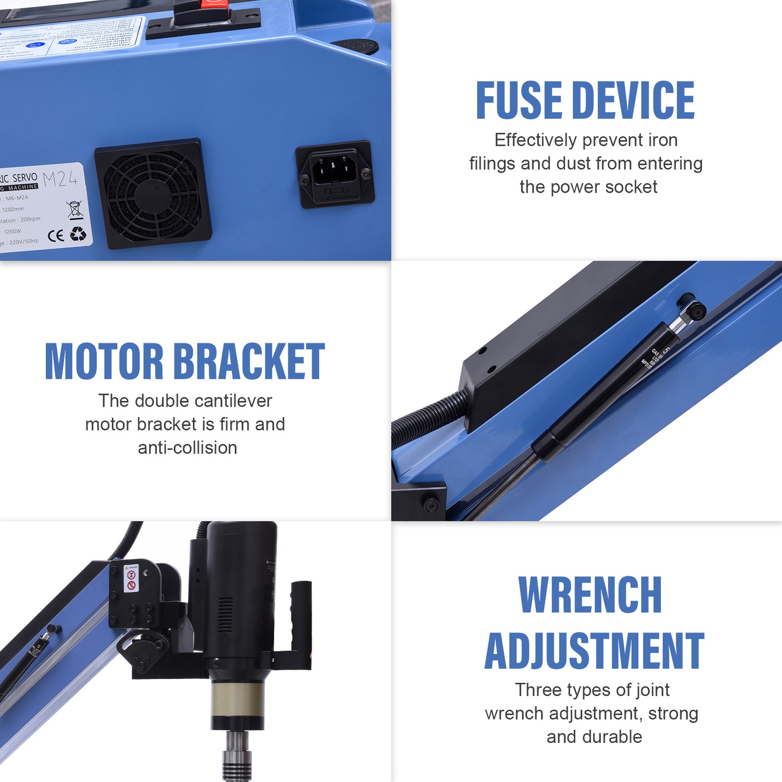 M4-M24 Servo Tapping Machine 1200W Automatic Tapper Vertical Adjustment 550mm