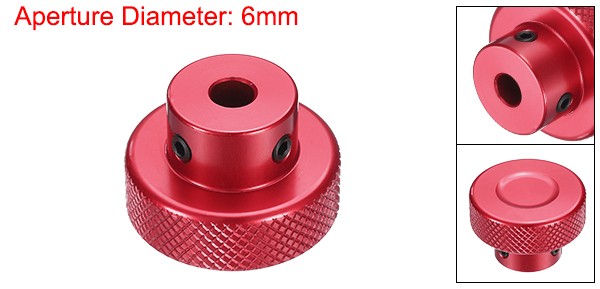 Anodization Aluminum Alloy Handwheel 6mm Bore 30mm OD Knurled Knob Red