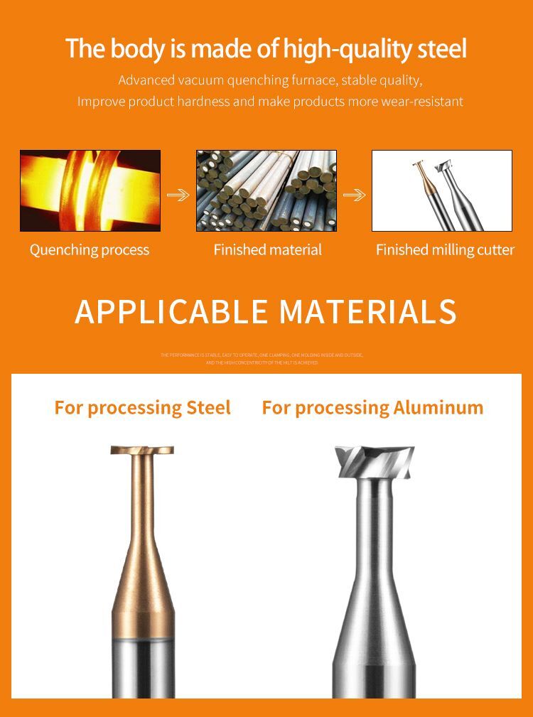 Milling Cutter CNC Machining Machine Tungsten Steel Alloy T-slot HRC60D4