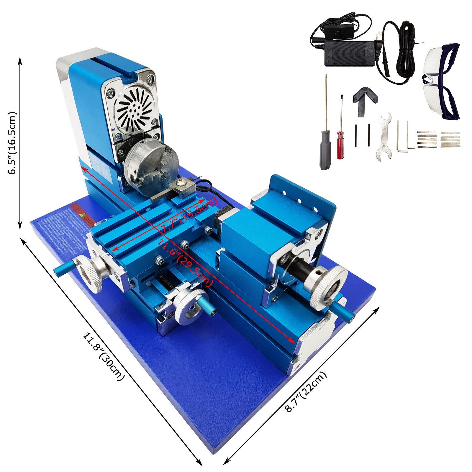 100-240V Mini Metal Lathe Machine for Woodwork,Soft Metals,Plexiglass,Plastic