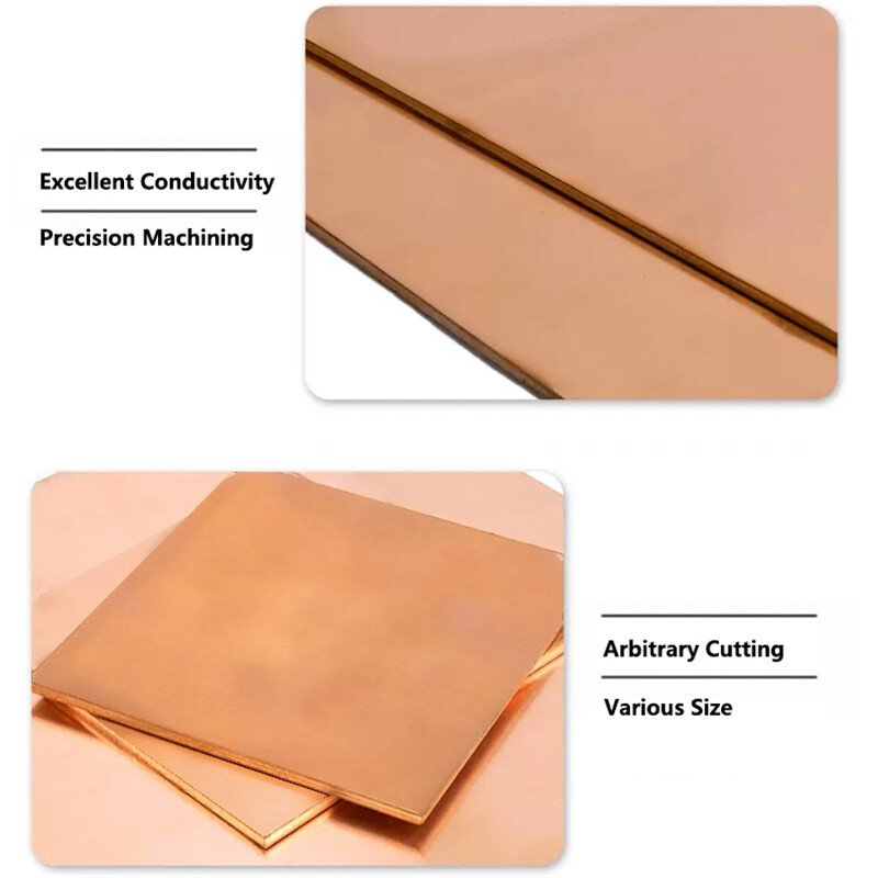 0.5mm-6mm Thick 99.9% T2 Pure Copper Plate Sheet Copper Block Laser Cut 39 Sizes