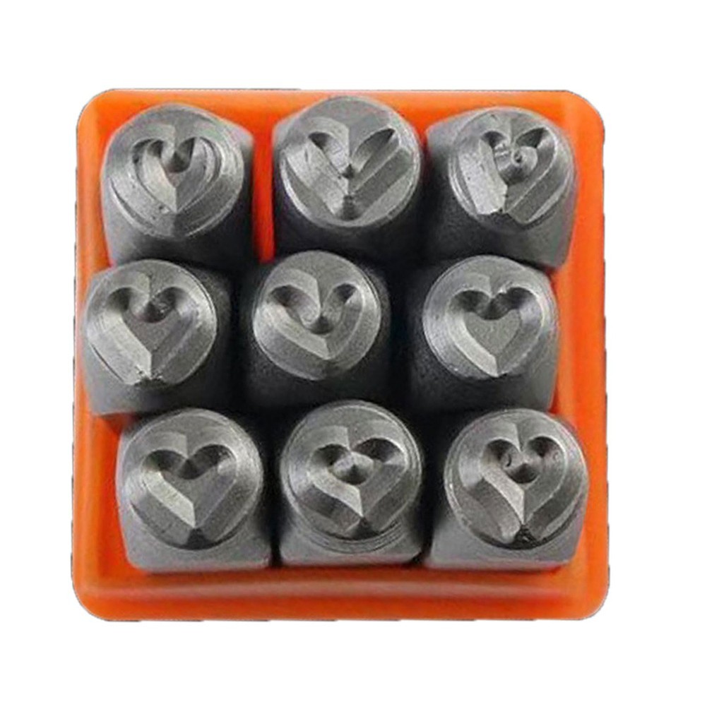 Heart Shaped 9Pcs Metal Stamps for Personalized Jewelry and Craft Projects