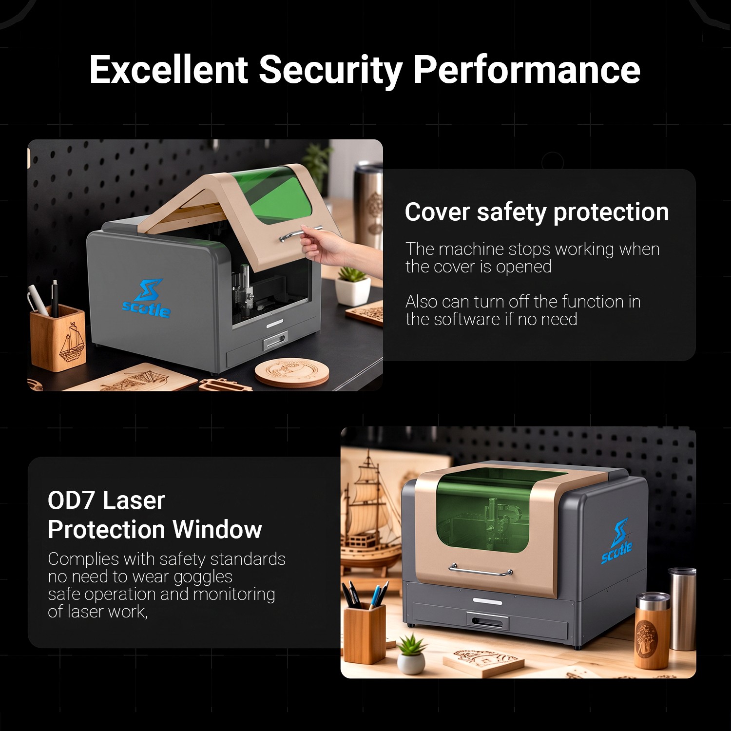 Desktop Fiber Laser Cutter 1200W 2 in 1 Cutting Marking for Metal High Precision