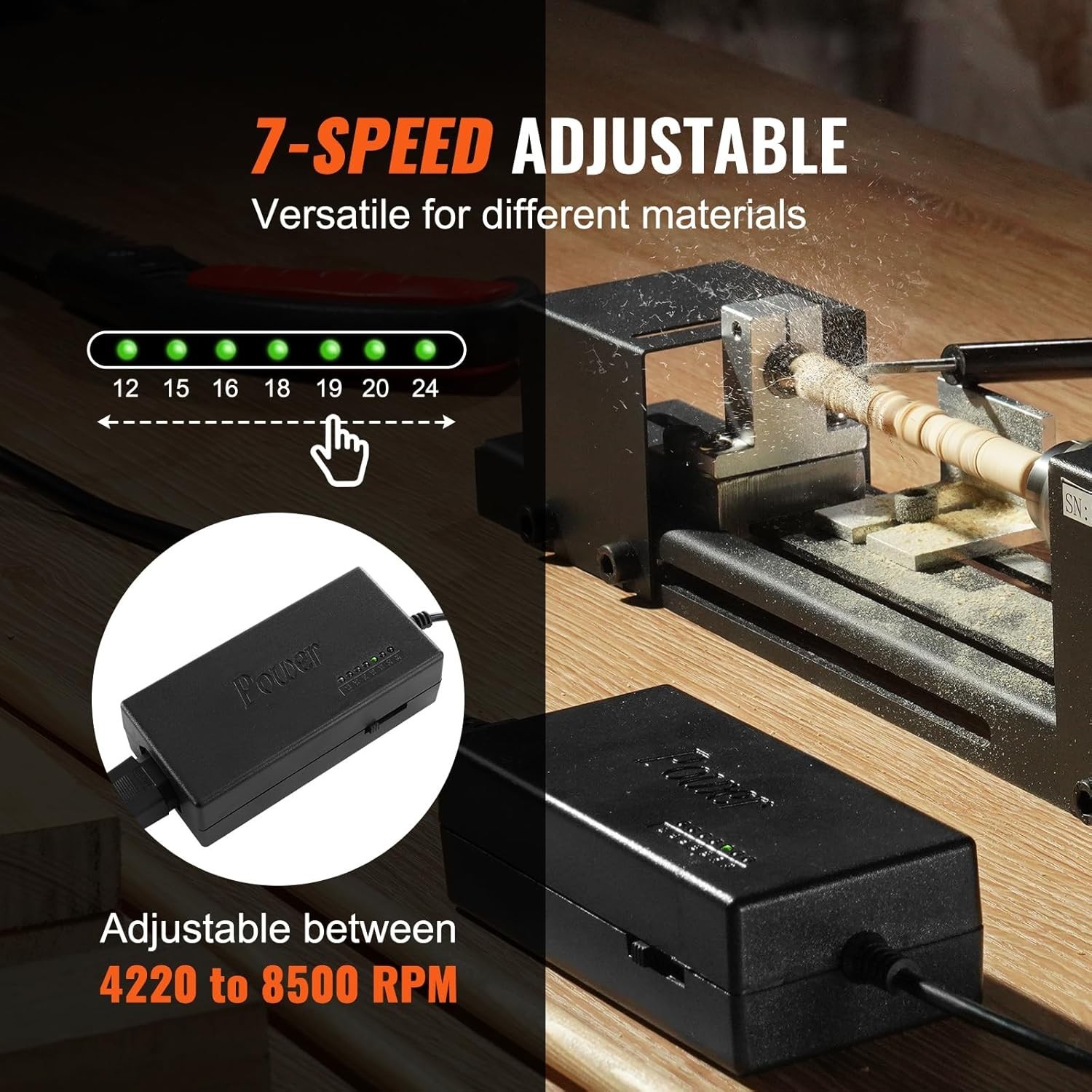 High-Speed Mini Lathe Machine, 2.76×6.3in, 96W Motor for Precision Woodwork