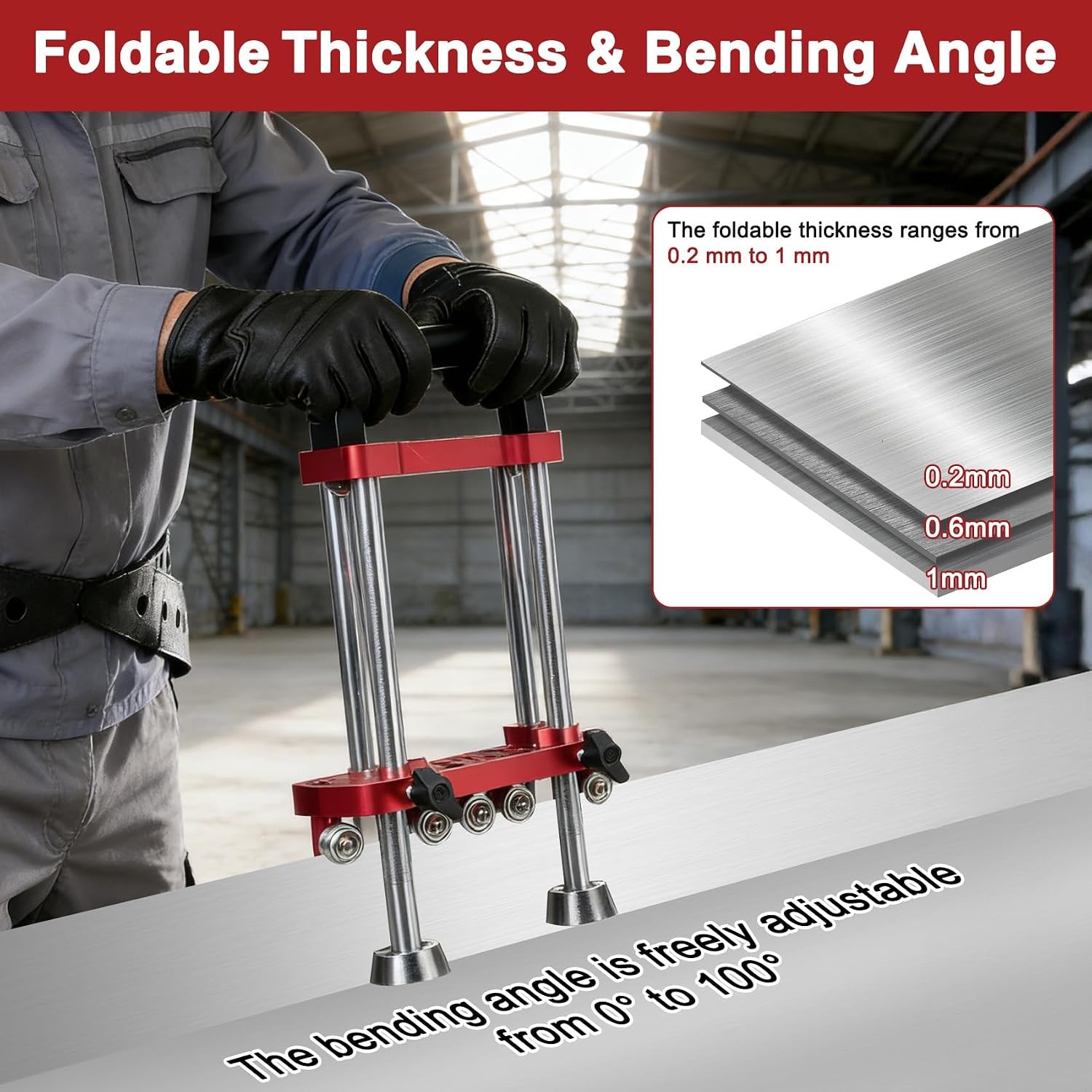 Sheet Metal Bender 2 Station Metal Roller Metal Roofing Tool with 0 100° Bendin
