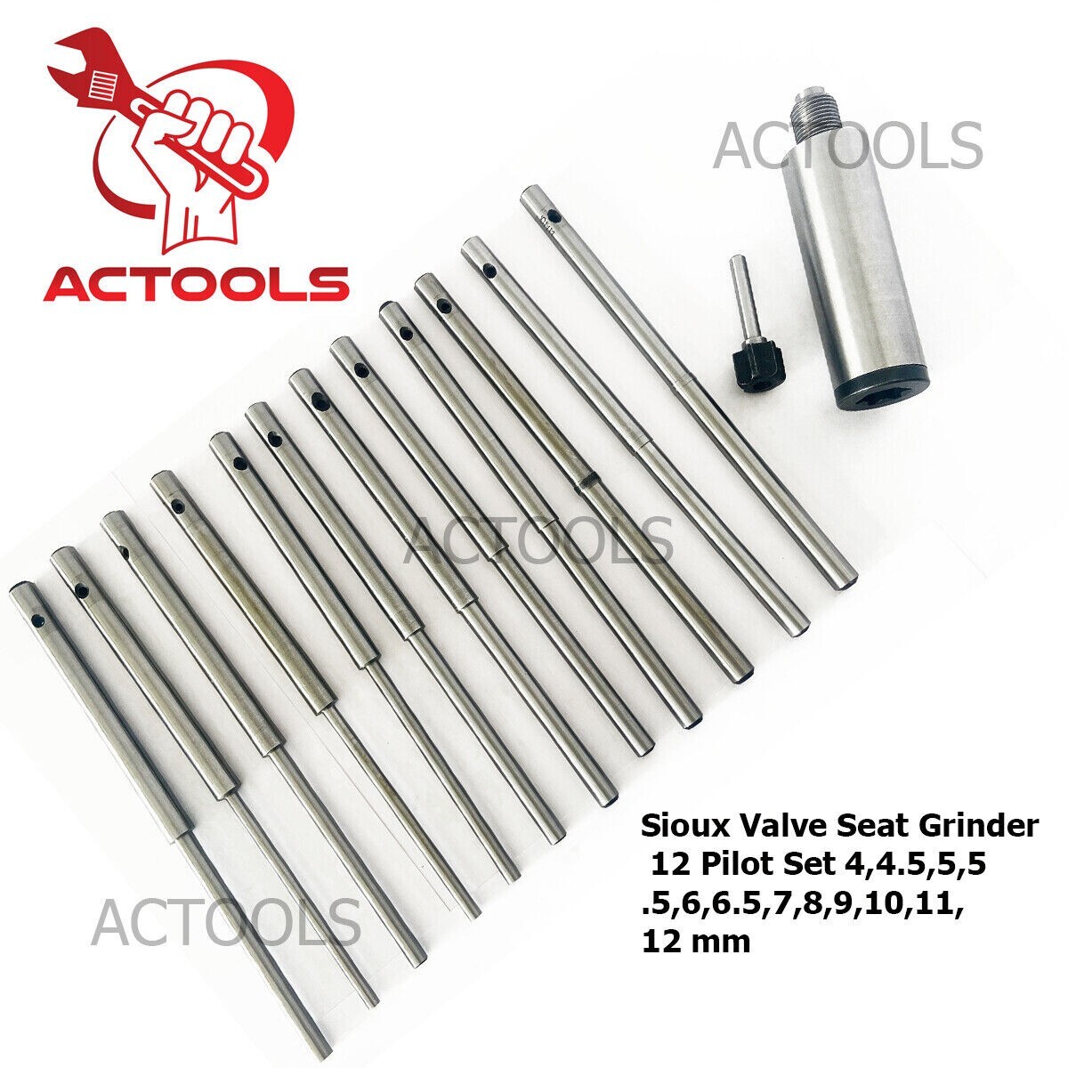 12 Pcs Sioux Valve Seat Grinder Pilot (4mm -12mm) With Holder 11/16 USA