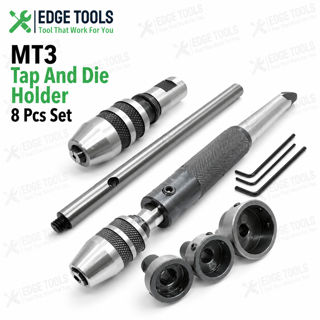 Lathe Tailstock Tap And Die Holder Set 3MT Shank Threading Tapping Kit 8 Pc USA