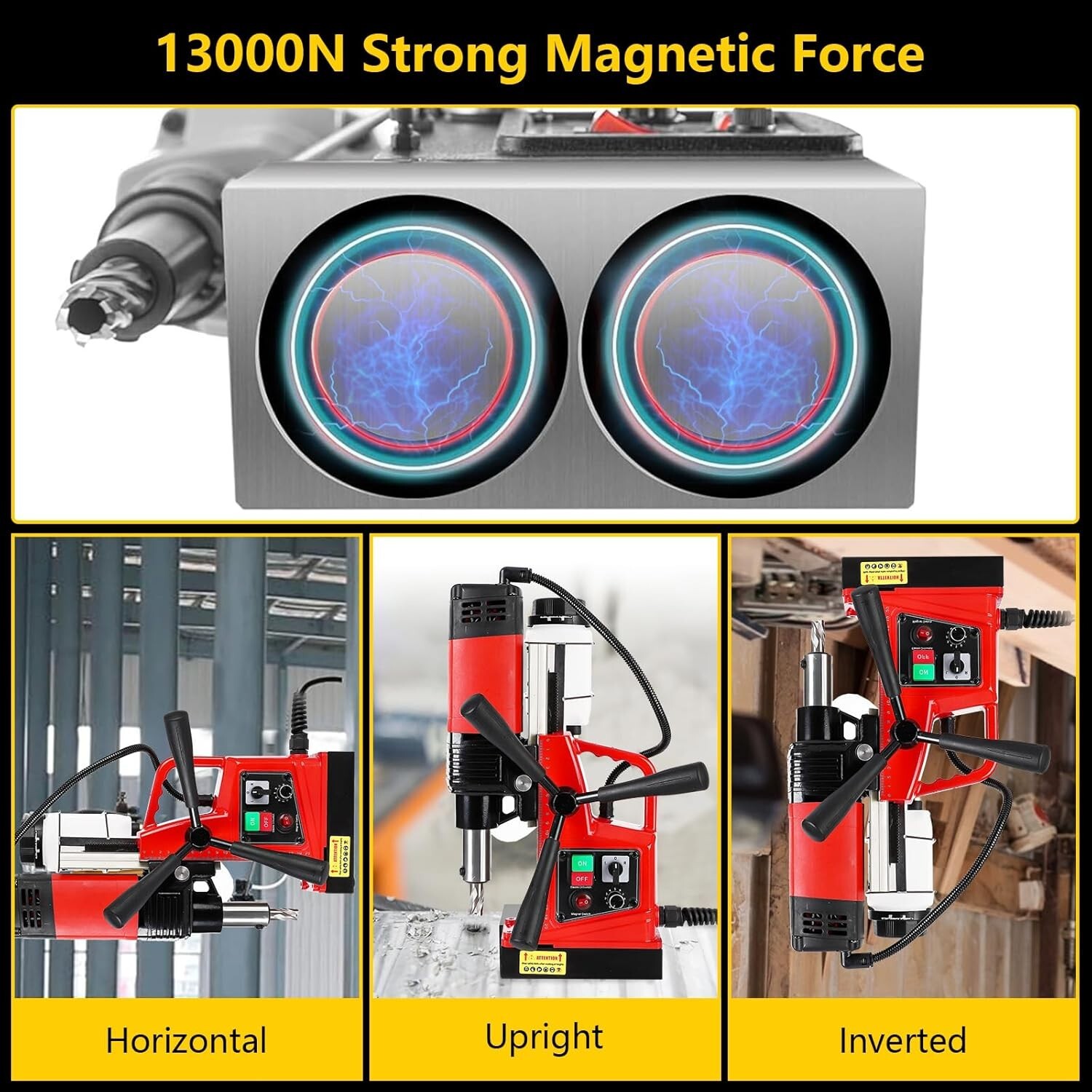 1550W Magnetic Drill Press, 500 RPM, 2 Inch Boring Diameter, Single Track 110V