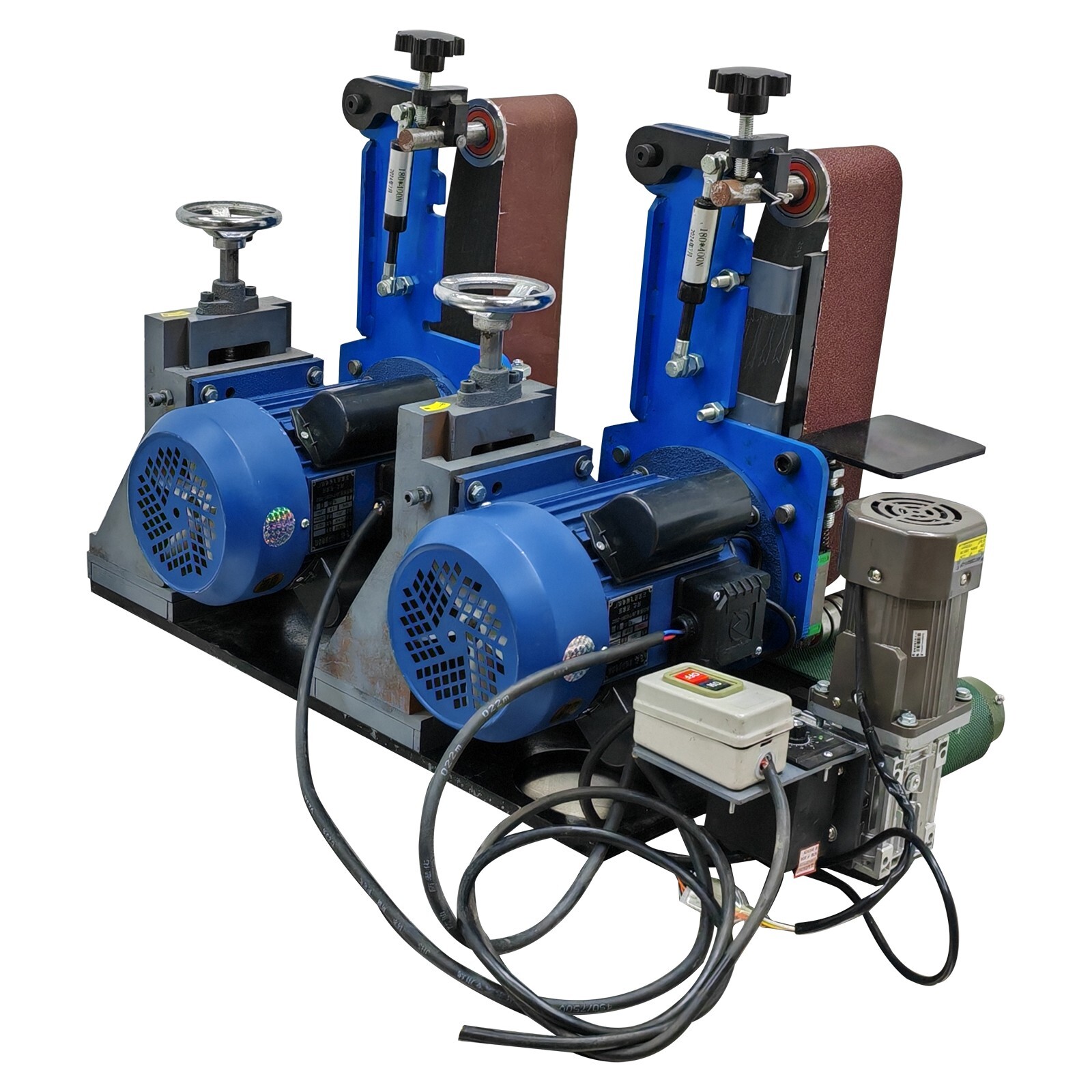 Two stations Surface Belt Sander Polishing Rust Drawing Deburring Machine 220V