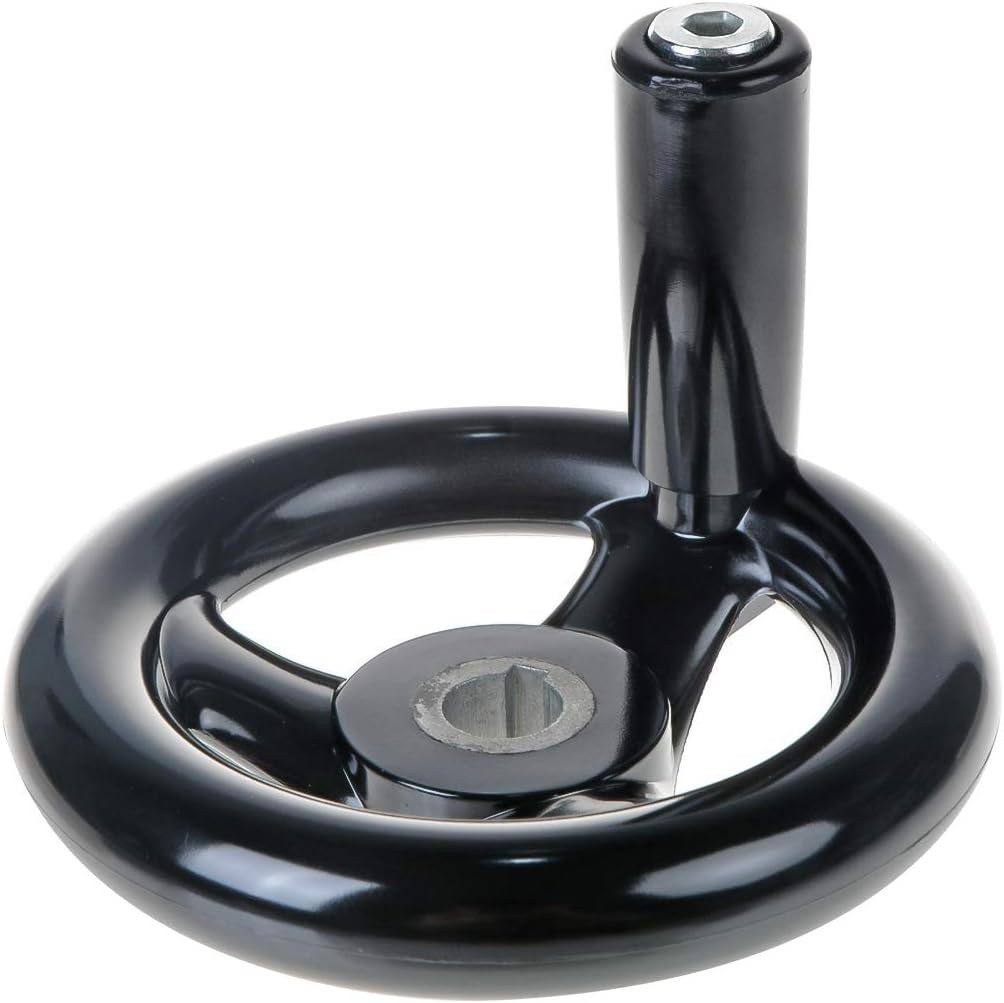 3.94” Hand Wheel Black W Revolving Handle 3 Spoked 12Mm Hole Adjustment round H