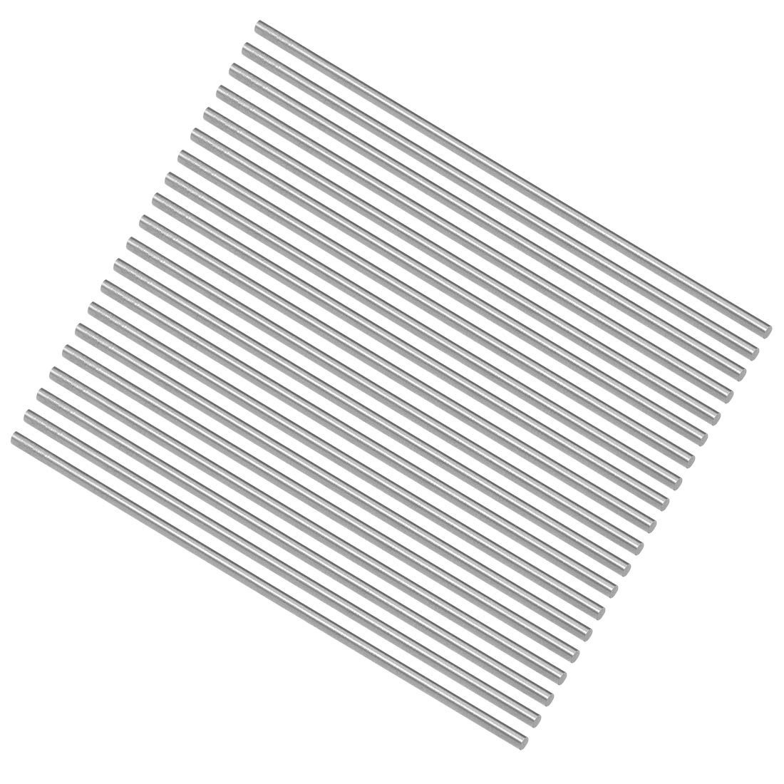 uxcell 20pcs Round Steel Metal Rods, 2.2mm x 100mm High x 100mm, Silver