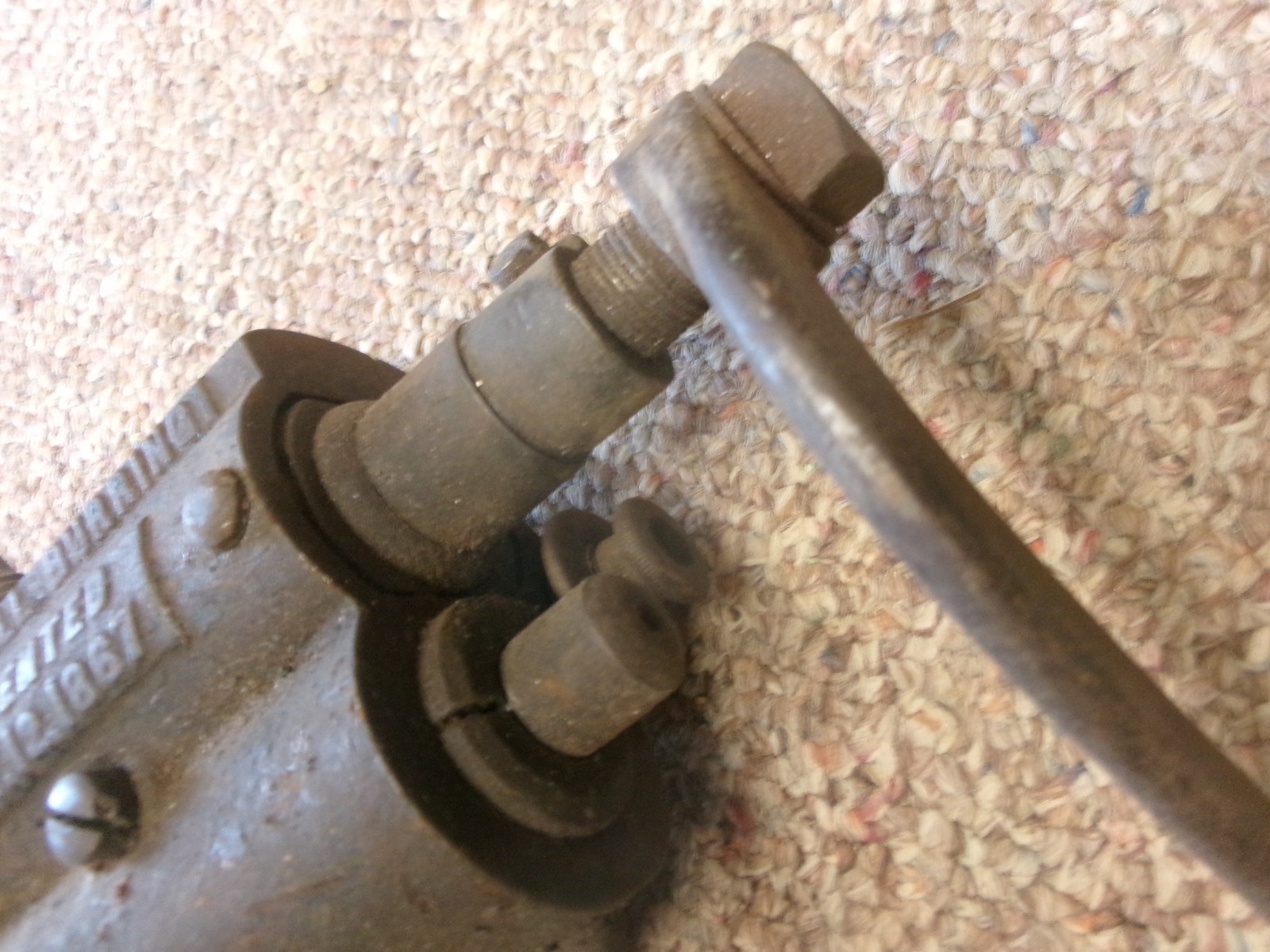 1867 ANTIQUE PECK STOW & WILCOX CO. METAL WORKING TOOL SMALL BURRING HAND CRANK
