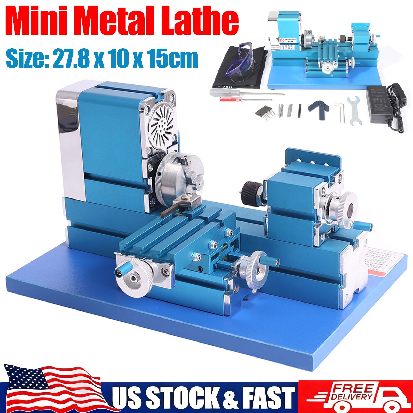 36W Didactical Mini Metal Lathe Machine Woodworking DIY Tool for Wood&Soft Metal