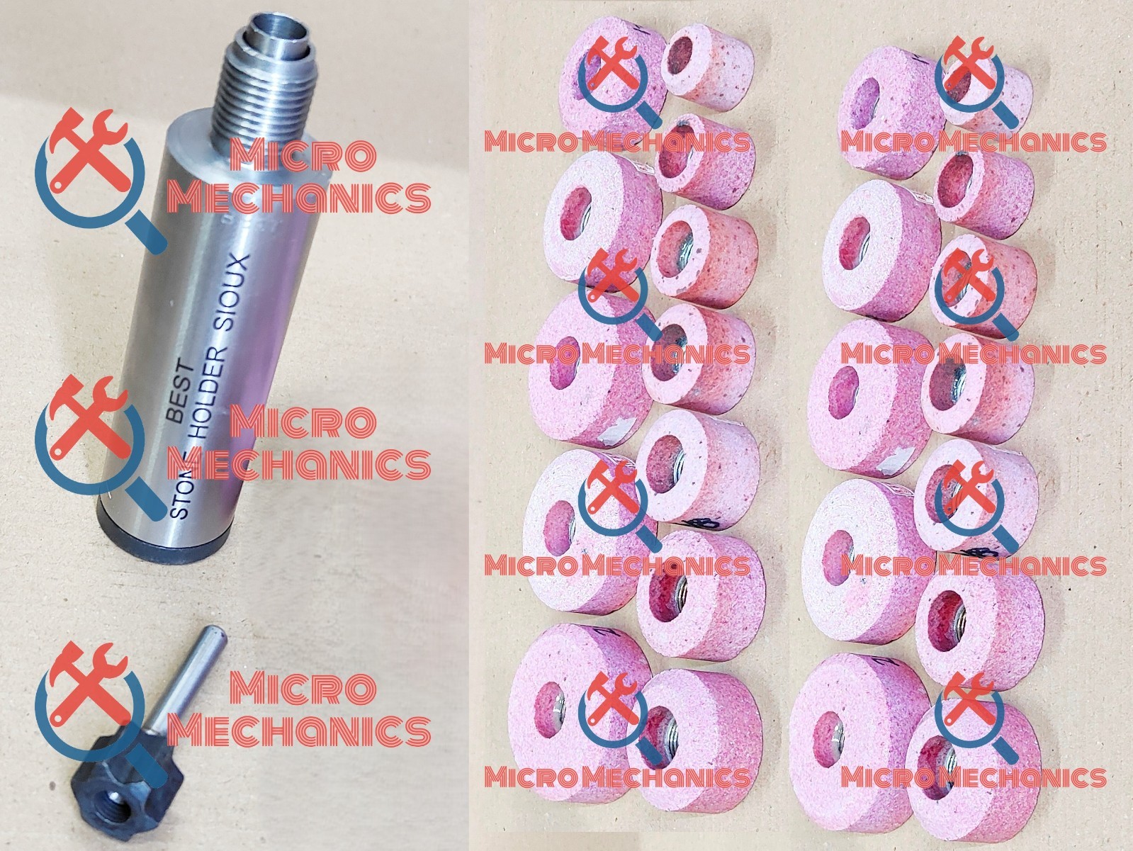 Sioux Valve Seat Pink Grinding Wheels Set 24 Pcs Stone Holder Star Drive 11/16″