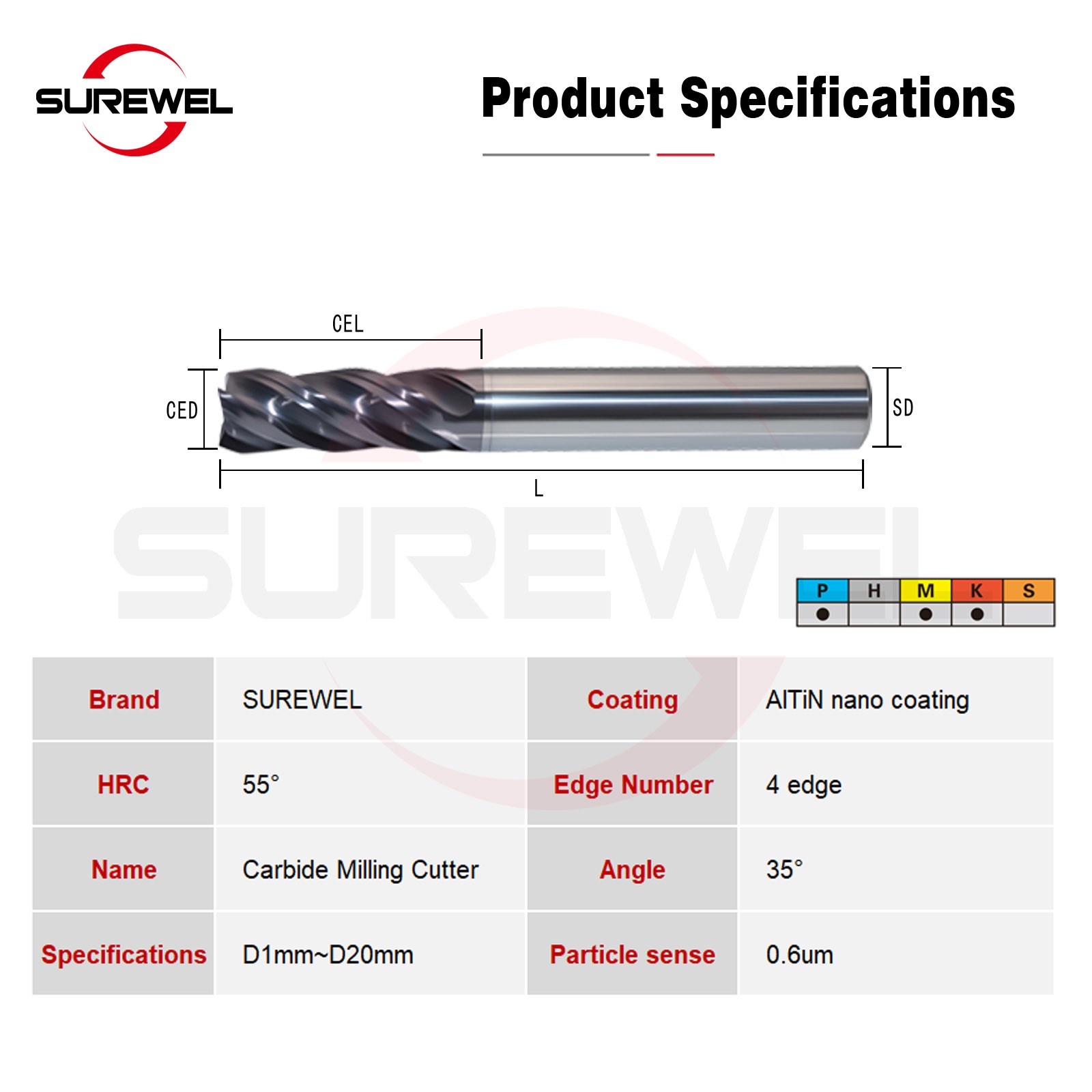 Endmill Alloy Steel Milling Cutter HRC55 4 Flute CNC Metal Cutter Milling Tools