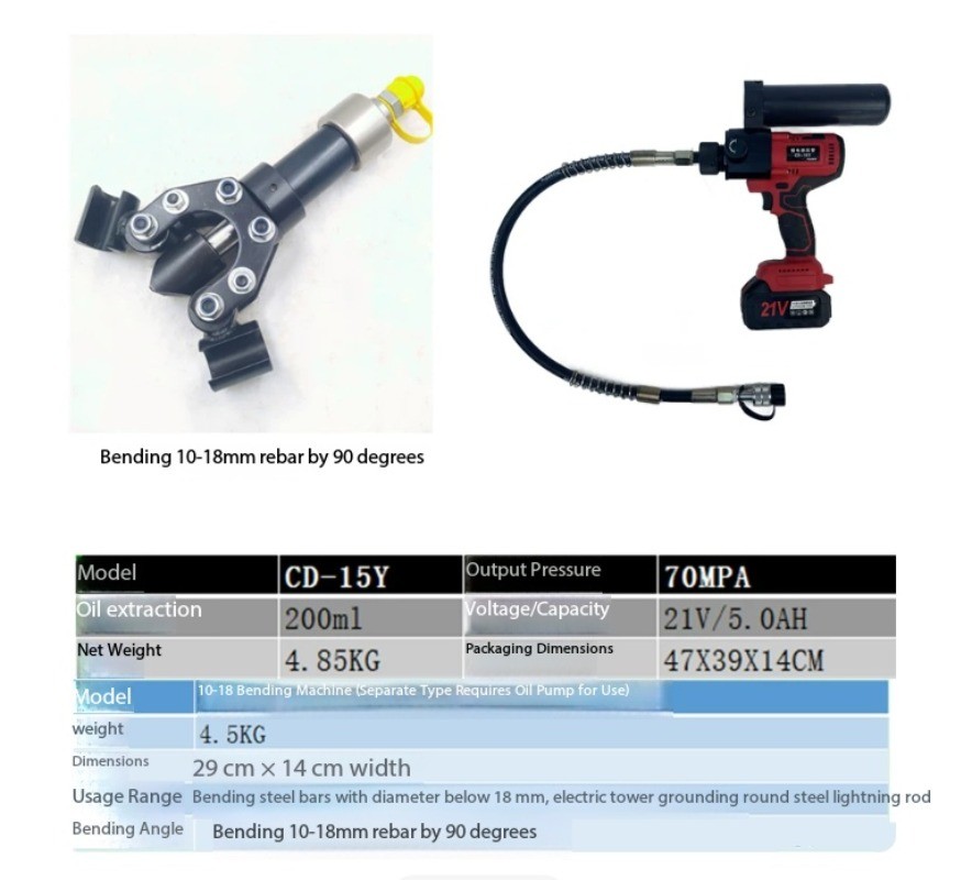 Manual Hand-Held Rebar Bending and Straightening Machine Hydraulic Portable
