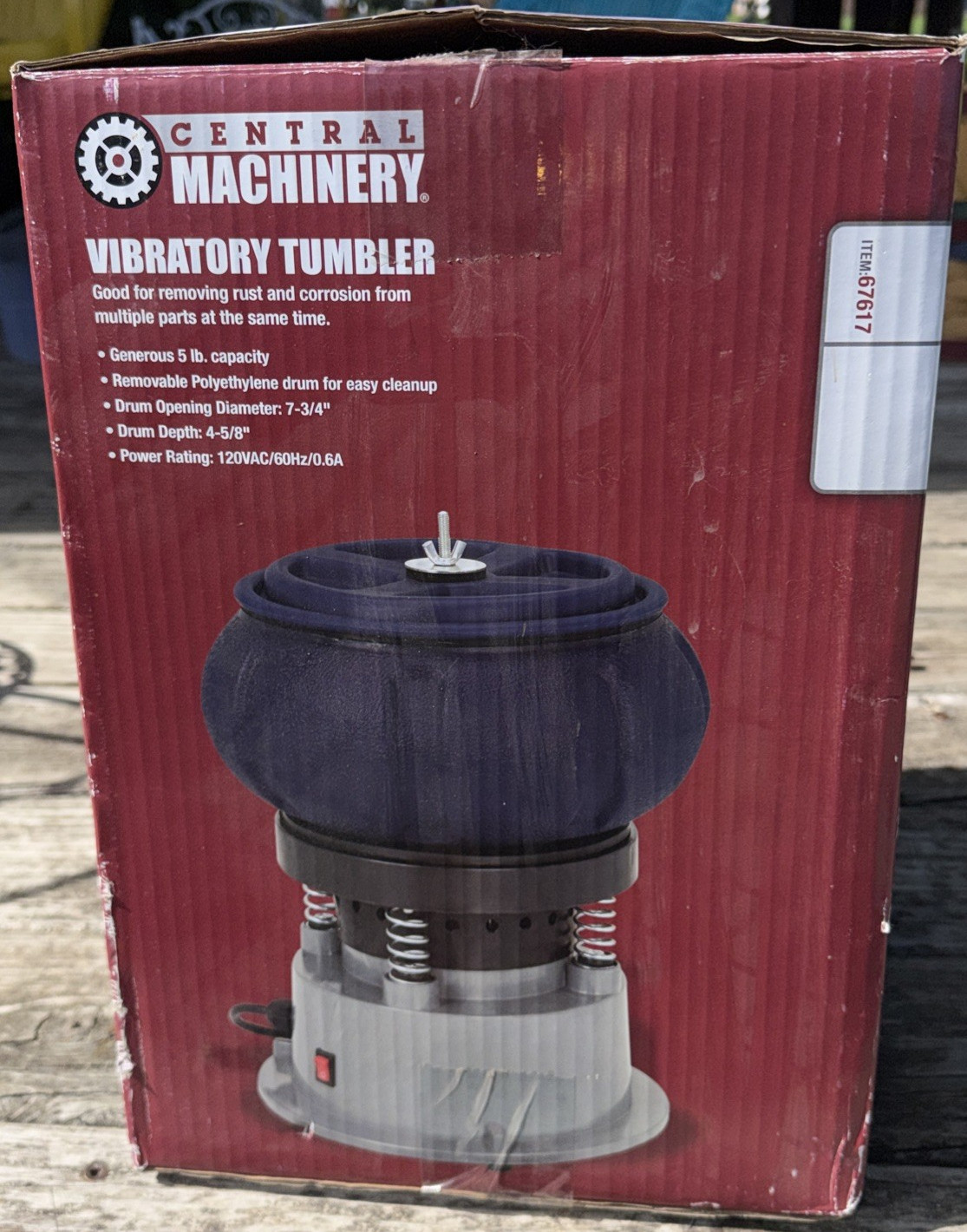 NIB Central Machinery Vibratory Tumbler 5lb Capacity 120 VAC 60 Hz .6A