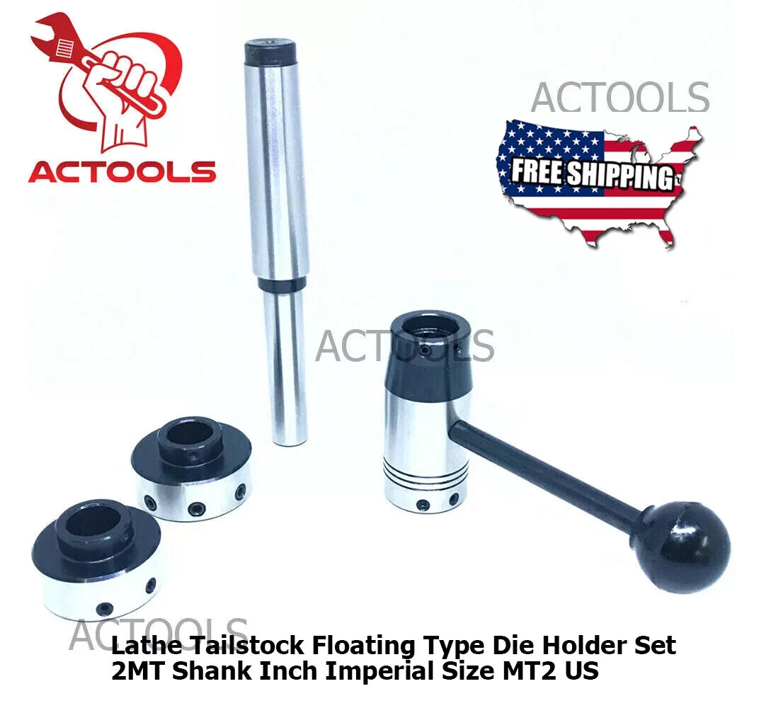 MT2 Lathe Tailstock Floating Type Die Holder Set Shank 2MT Inch Imperial Size