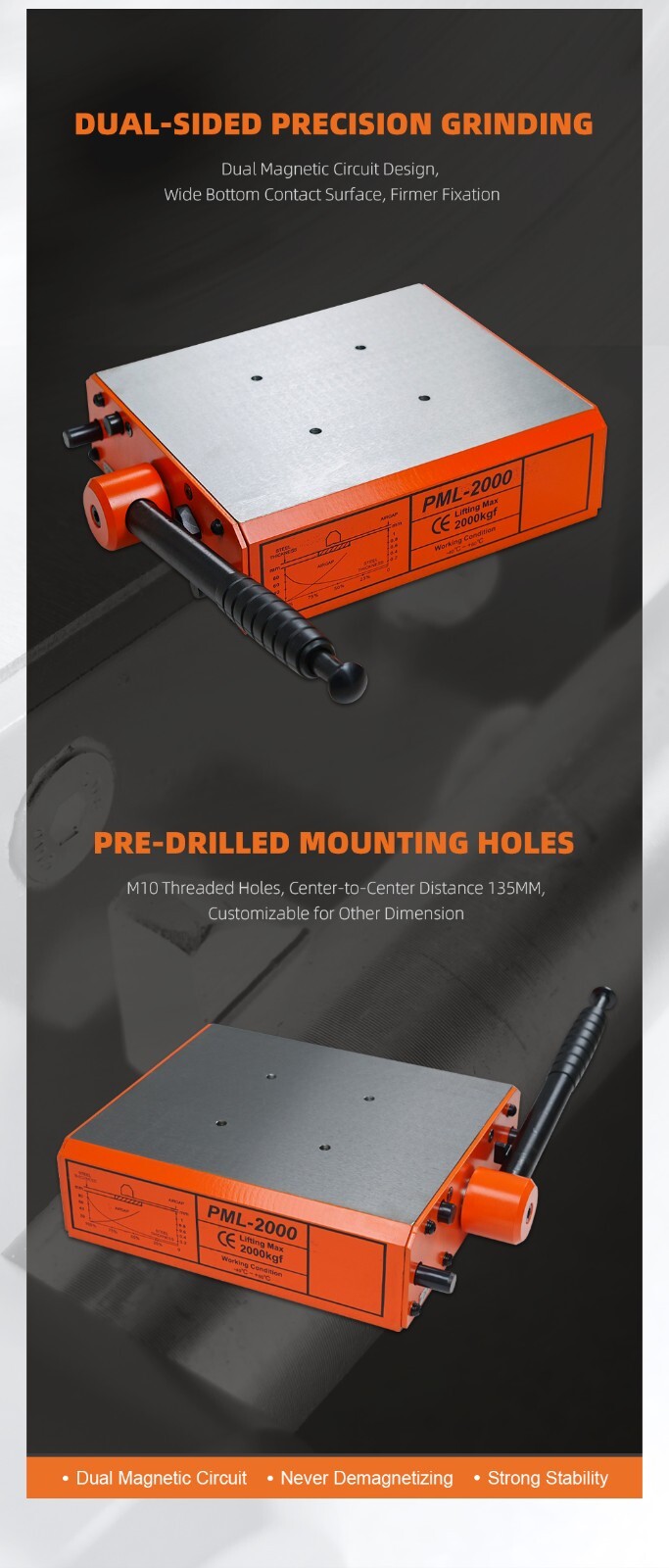 1000KG Magnetic Power Base for SFX M24HR/M30R/M36R Tapping Machine