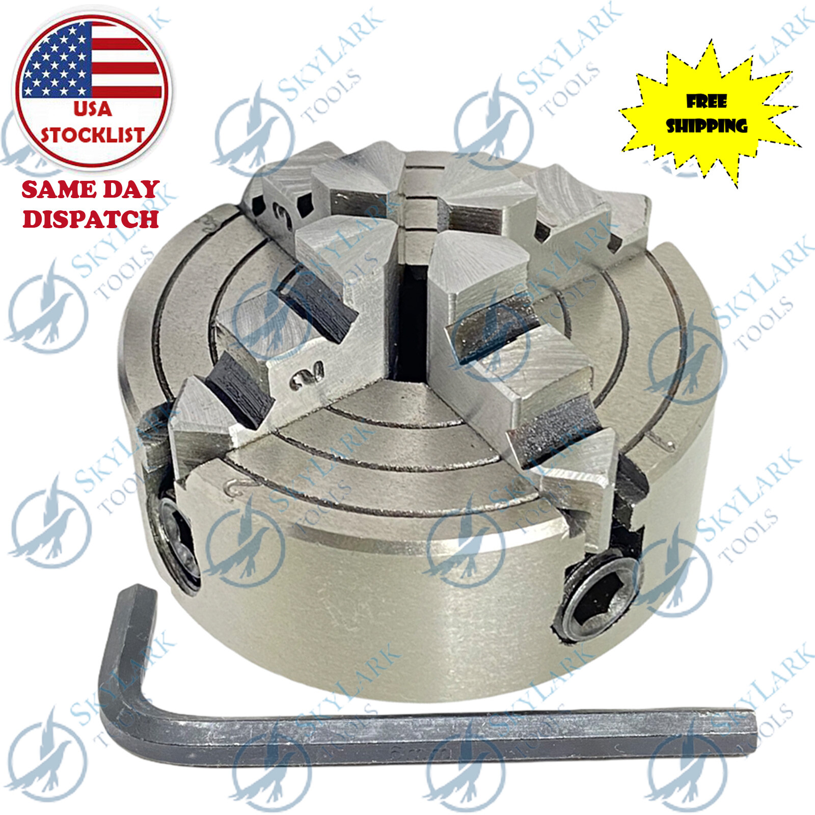 4-Jaw 70mm Independent Chucks M14X1 Thread with MT1 MT2 MT3 R8 Mount Shank Arbor