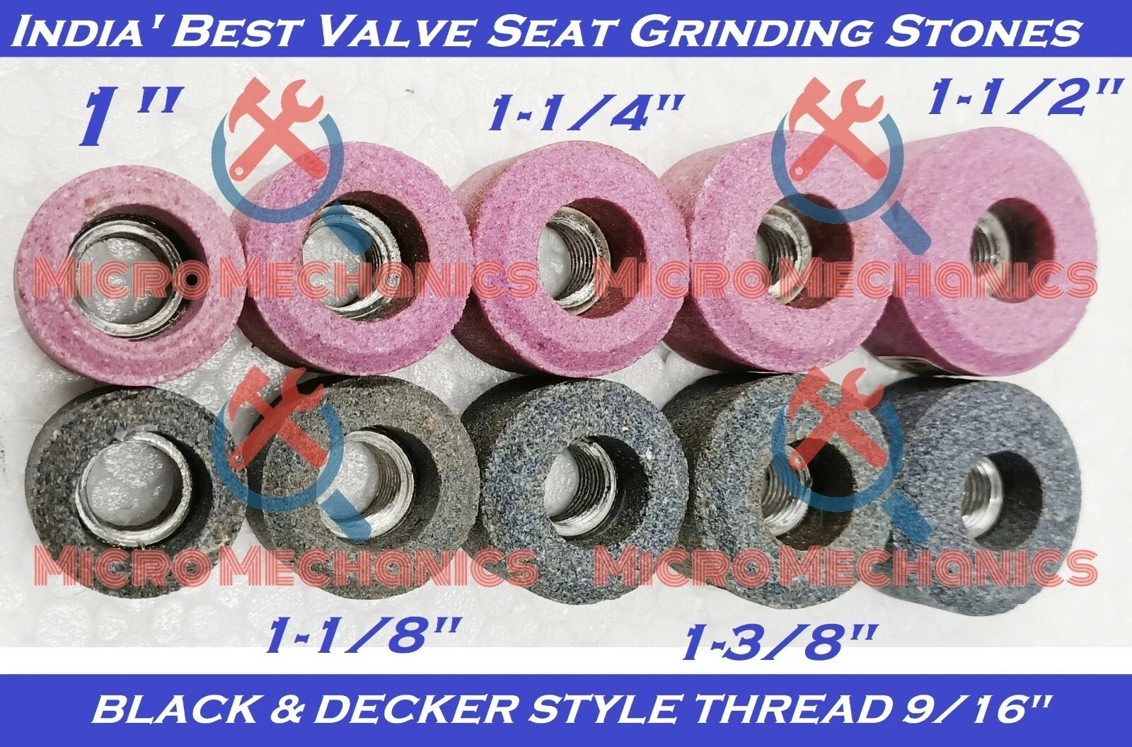 10x Set Of VALVE SEAT GRINDING STONES For B & D HOLDER 9/16″ Thread 80 Grit.