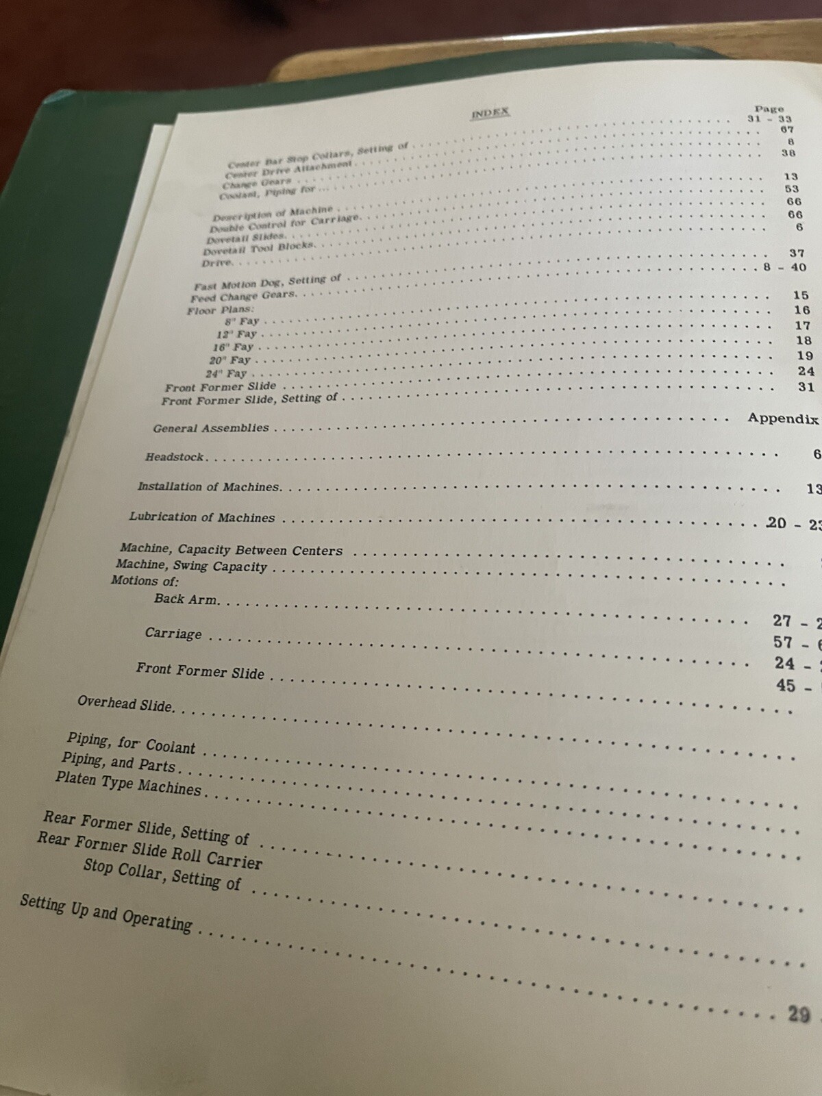 Jones & Lamson FAY Automatic Lathes Operating Instructions Manual