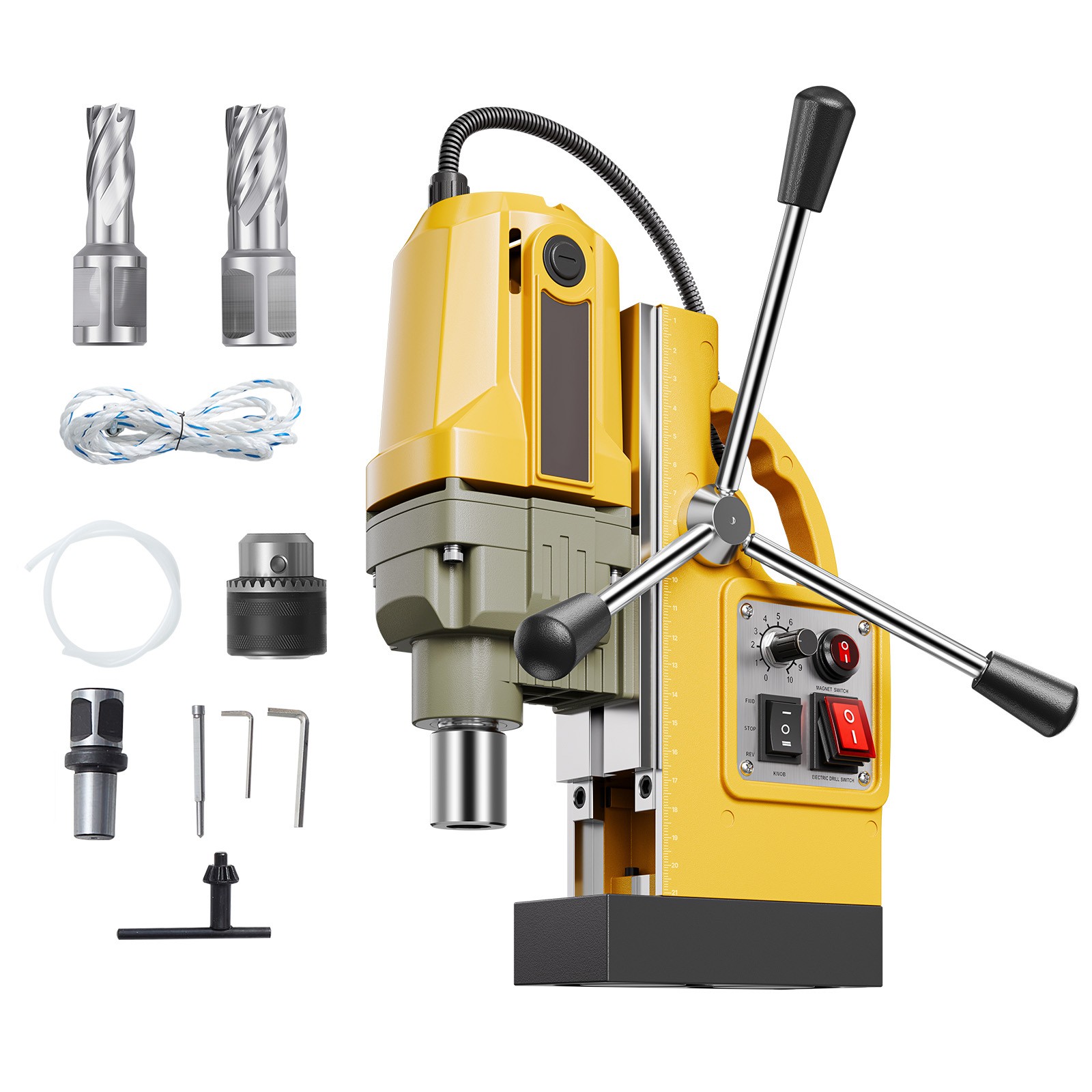 Uimoso Magnetic Drill 1200W 2810 lbf Mag Drill Press1.6in Boring Diameter Yellow