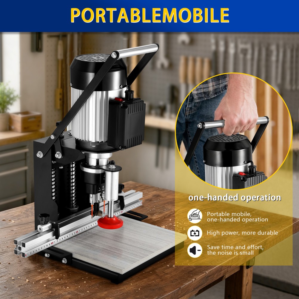 Manual Hinge Drilling Machine Woodworking Boring w/ Two Drill Bit 45-9.5 & 48-6