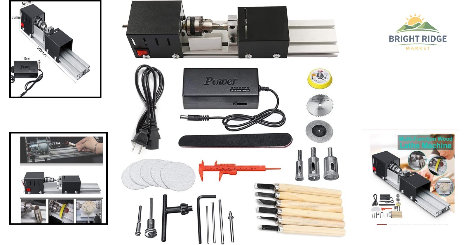 Versatile Mini Lathe Machine for Woodworking with HSS Cutting Pieces Included