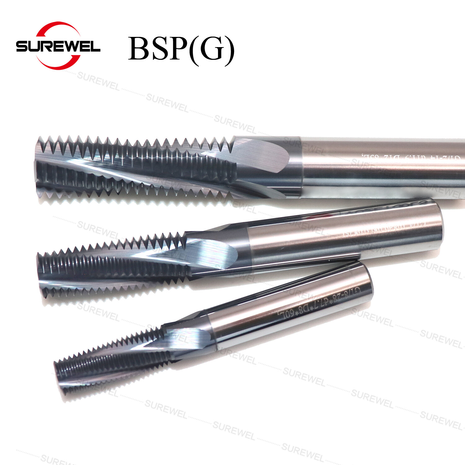 HRC65 CNC Carbide British BSP G1/4-19 Cutter Full Teeth Thread Milling Cutter
