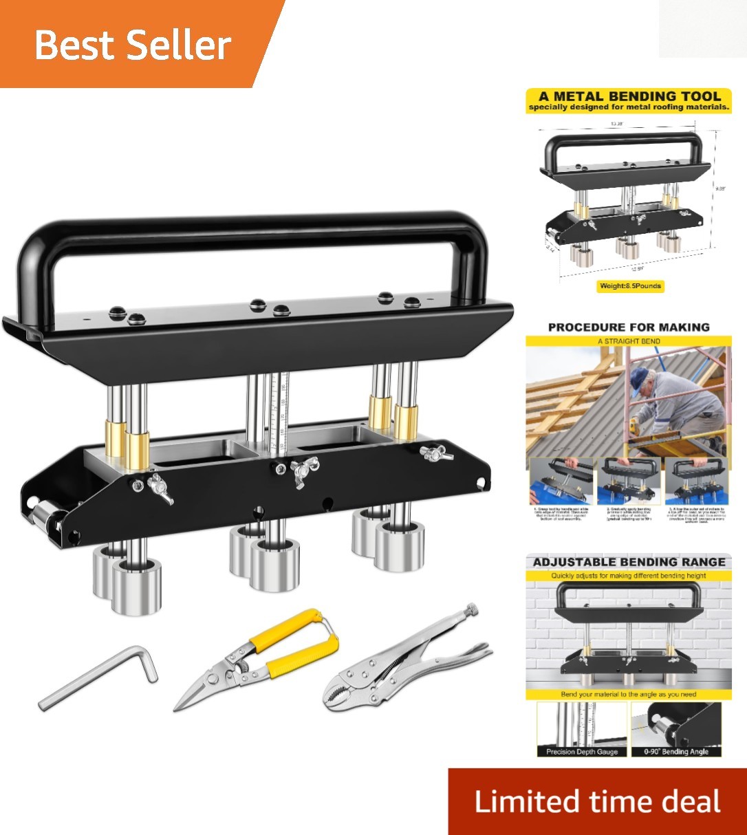 3 Station Edge Roller Bender for 5/8″ to 4″ Elbows | Heavy-Duty Bending Tool