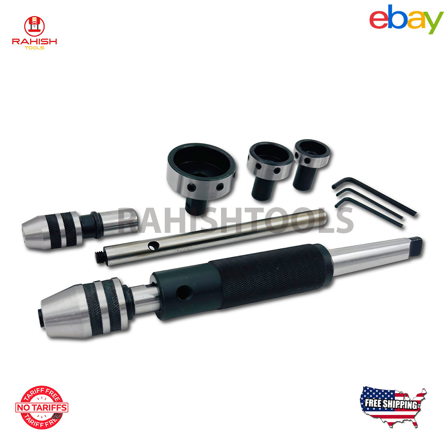 Lathe Tailstock Tap And Die Holder Set MT3 Shank Threading Tapping Kit 8 Pcs USA