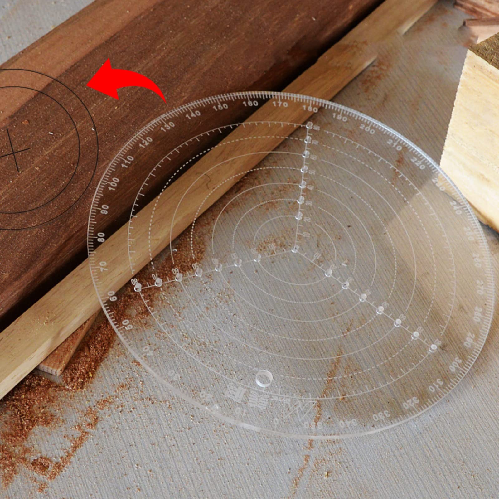 8 Inch Round Circle Center Finder Compass Clear Acrylic Lathe Centering Tool