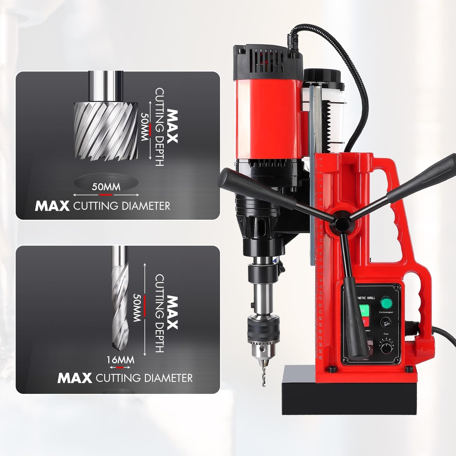 110V 1550W Drill Press, 2″ Drilling Capacity, 500 RPM, Variable Speed Magnetic