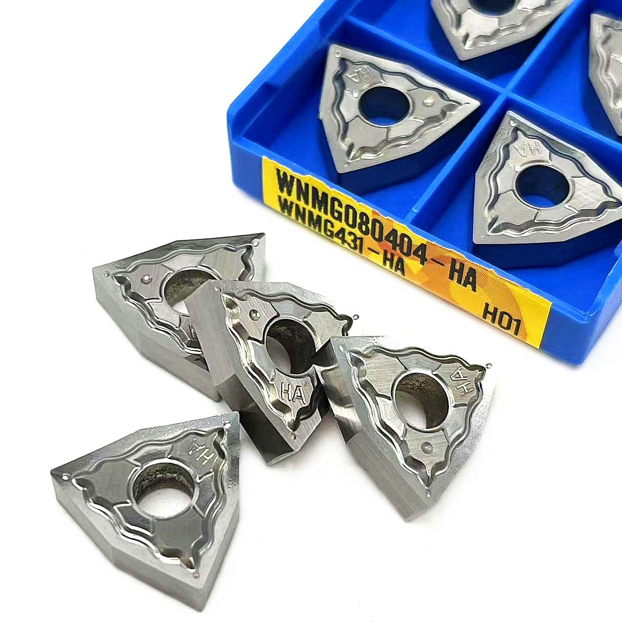 10pcs Carbide Insert Aluminum Lathe External Turning Tool WNMG080402/408/404 H01