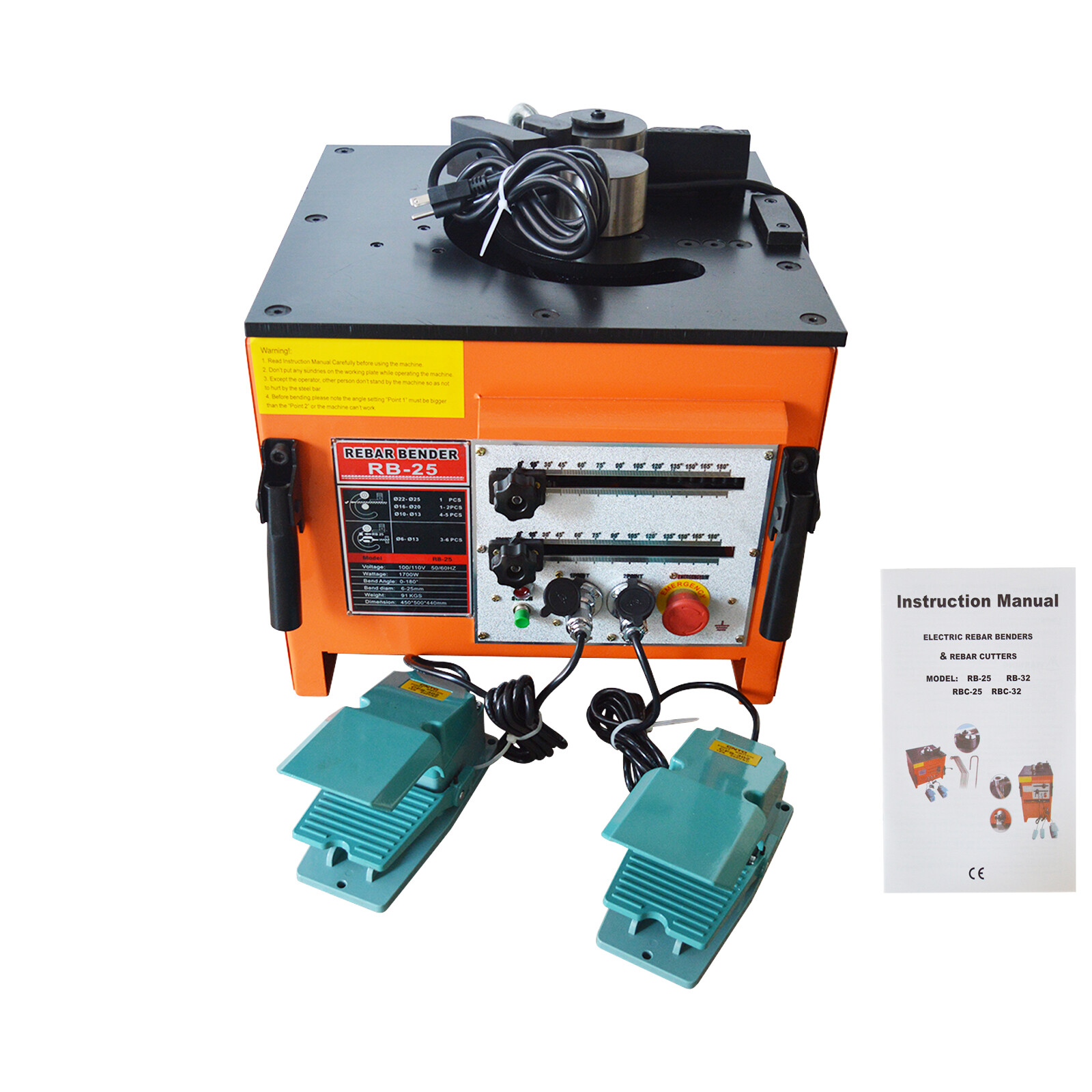 25mm Electric Rebar Bender Bending Machine 110V 1700W with Foot Switch RB-25
