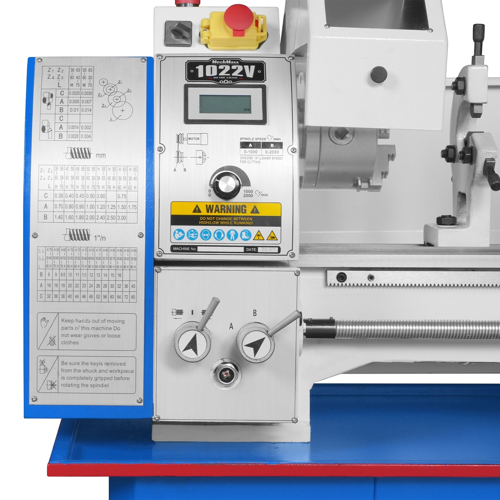 110V 1.5HP 10”x22” Metal Lathe Machine,0-2000 RPM Variable Speed, 1022V