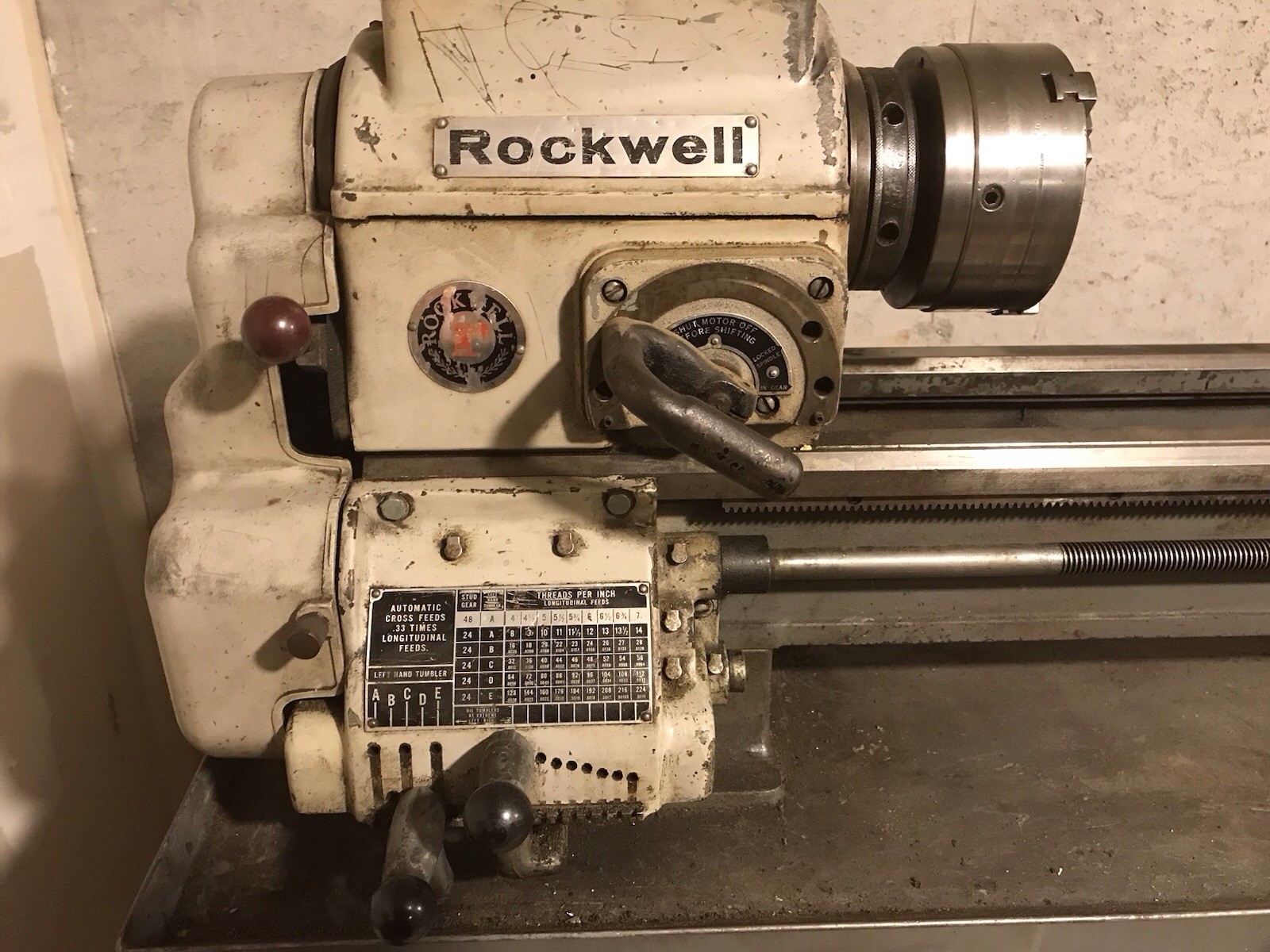Rockwell 11” metal Lathe – Model 83-210 – 1HP 115/230 Extra Chuck – Steady Rest